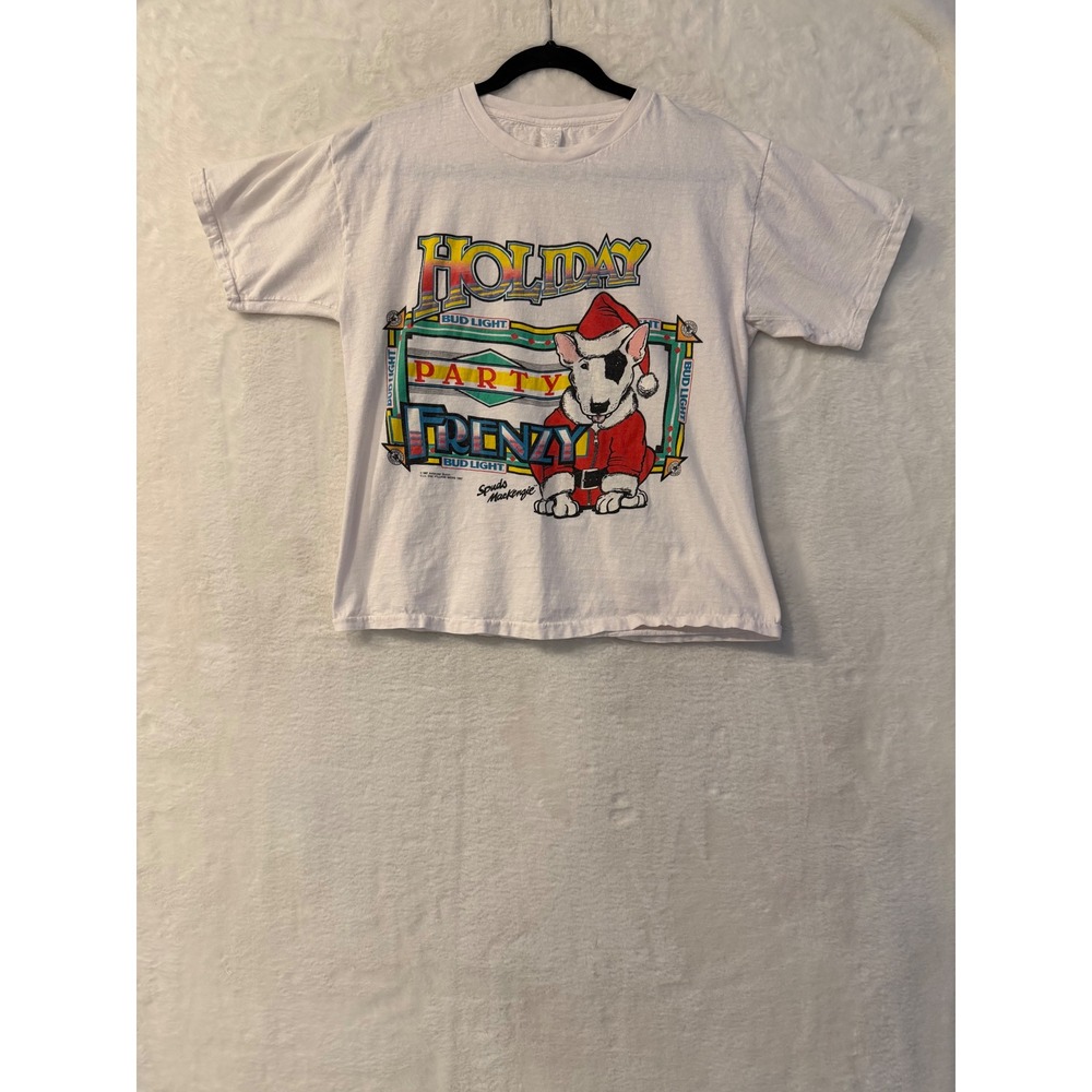 Vintage 1987 Bud Light Spuds MacKenzie Holiday Party Frenzy T-Shirt Large White